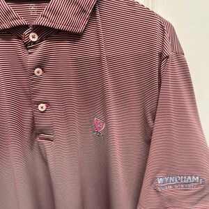 RLX Ralph Lauren Wicking golf polo. Red,black,white fine stripes. XL Logos